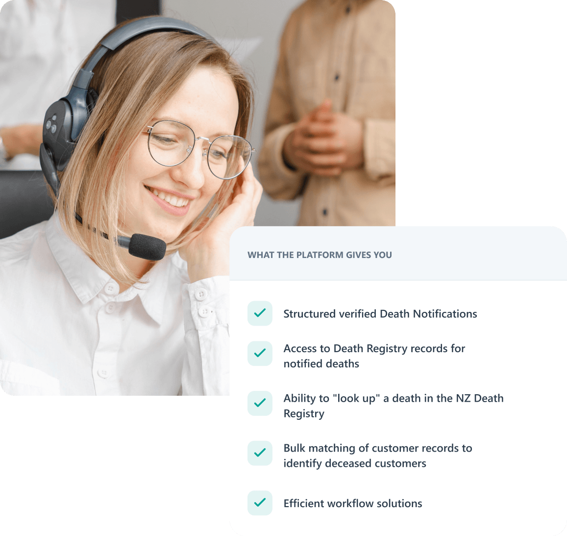 A customer service representative on a call